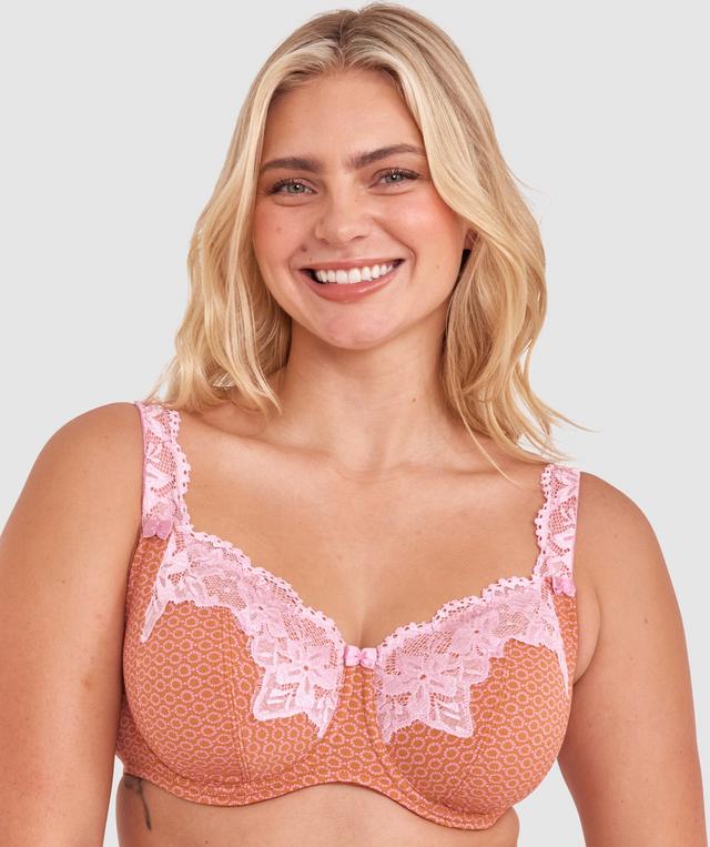 Sapphire Full Coverage Underwire Bra - Rust Geometric