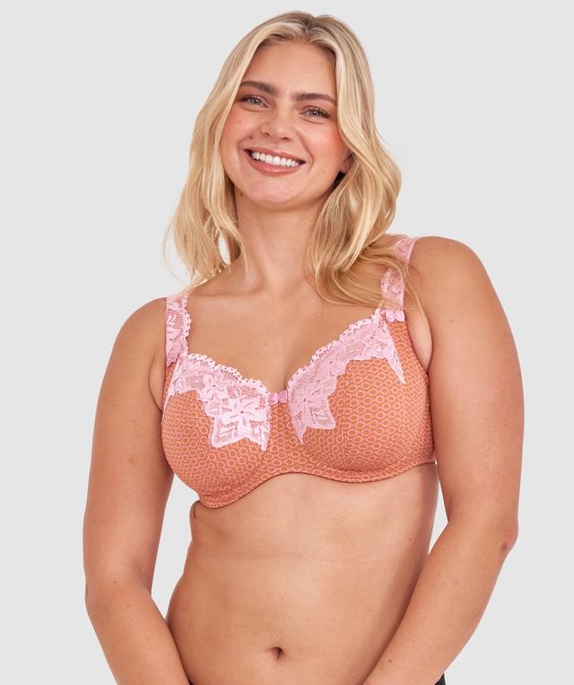 Sapphire Full Coverage Underwire Bra - Rust Geometric