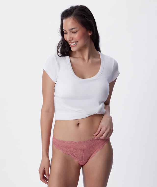 Sara High Leg G String - Rose