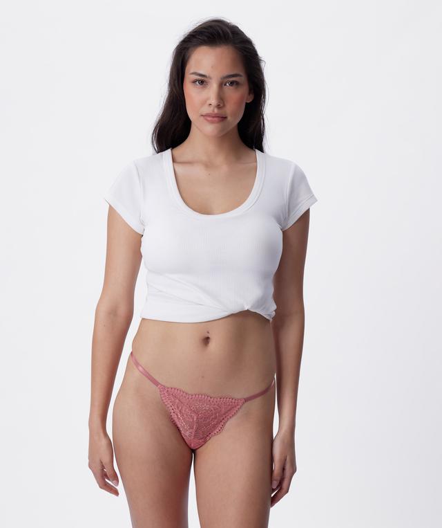 Sara High Leg String - Rose