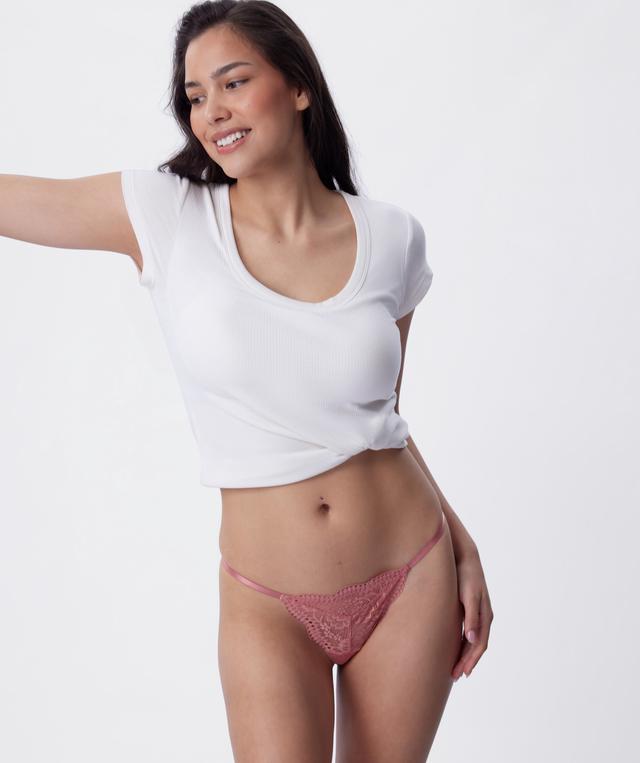 Sara High Leg String - Rose