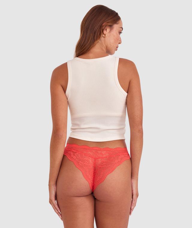 Sara High Waist Brazilian Knicker - Light Red