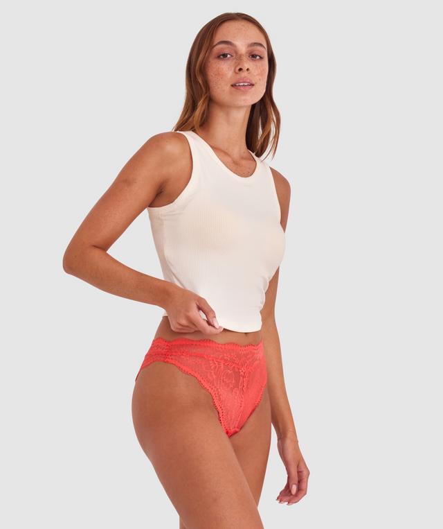 Sara High Waist Brazilian Knicker - Light Red