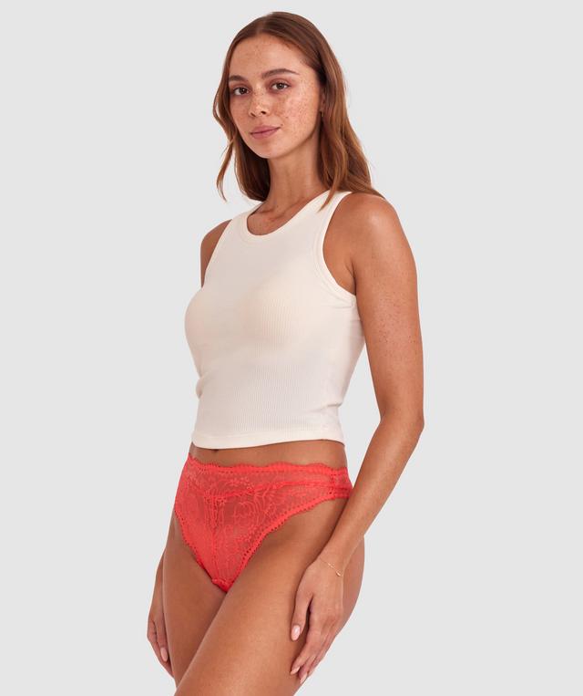 Sara High Waist Brazilian Knicker - Light Red