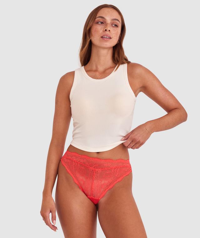 Sara High Waist Brazilian Knicker - Light Red