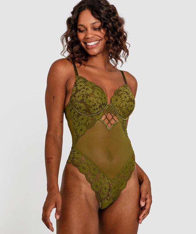 Saskia Contour Plunge Bodysuit - Khaki