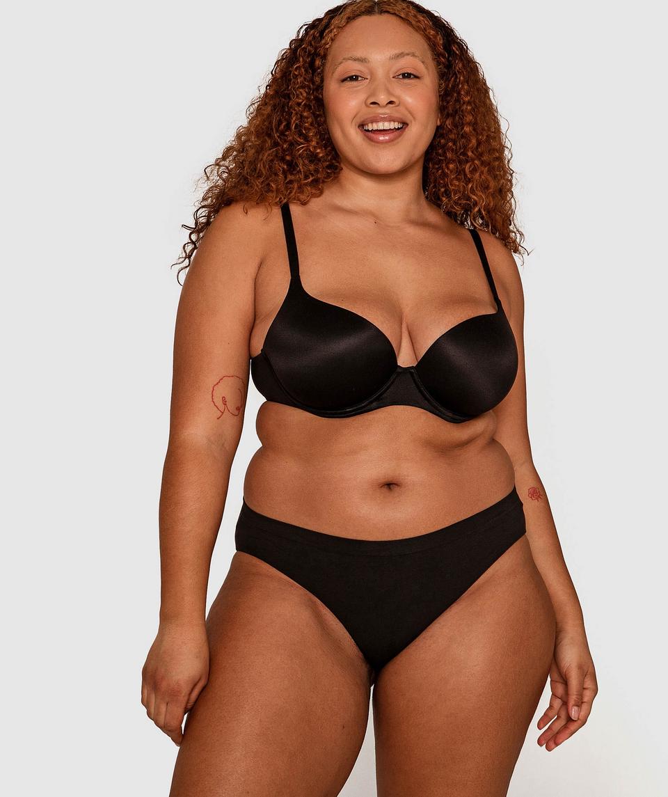 Seamless With Cotton Bikini Knicker - Black