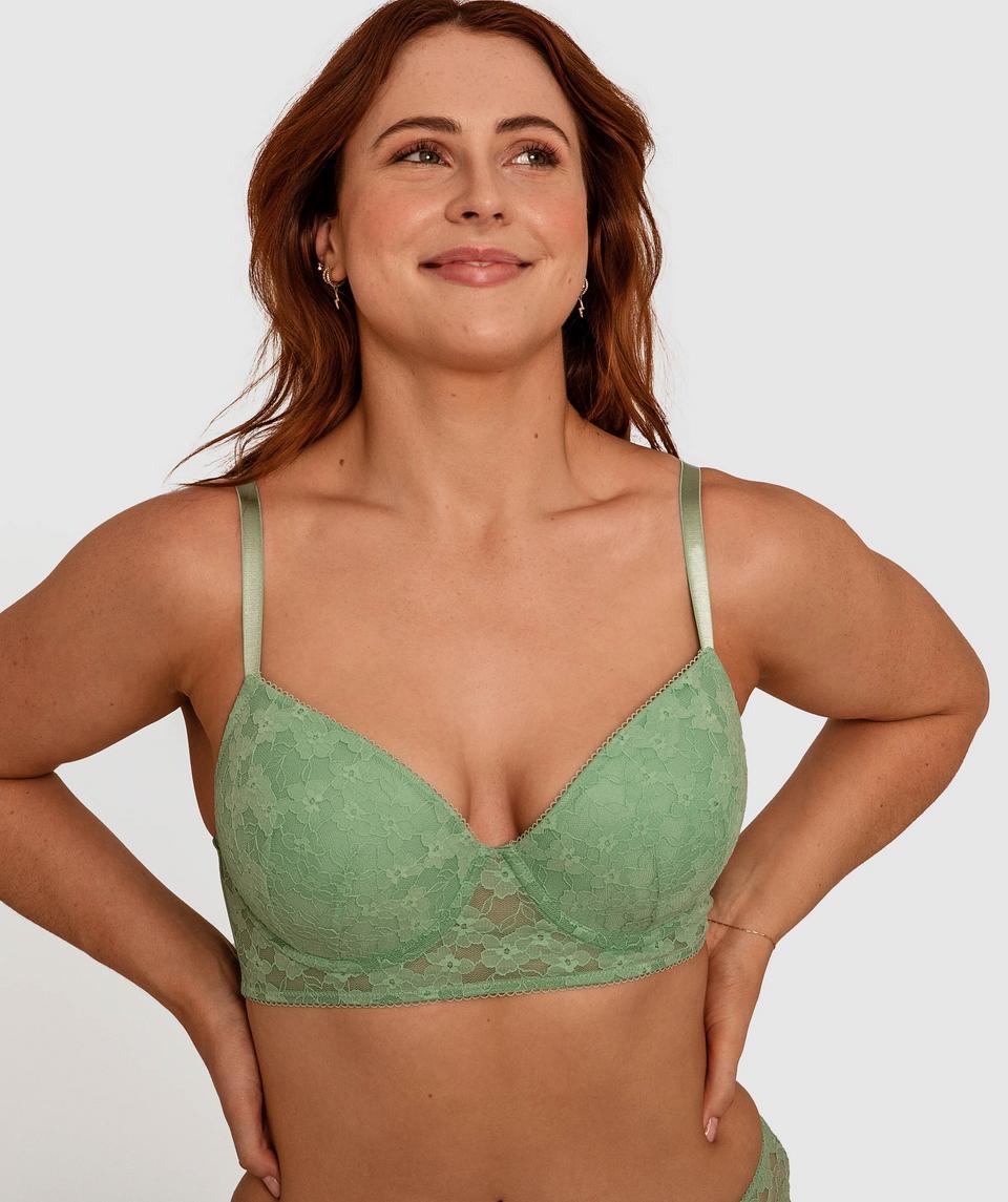 Shelly Longline Contour Bra - Pastel Green