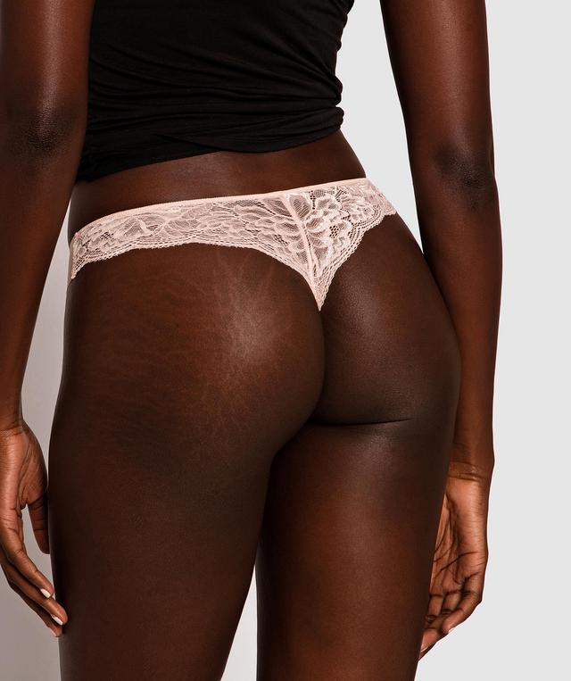 Smooth Comfort Lace V String Knicker - Blush Pink