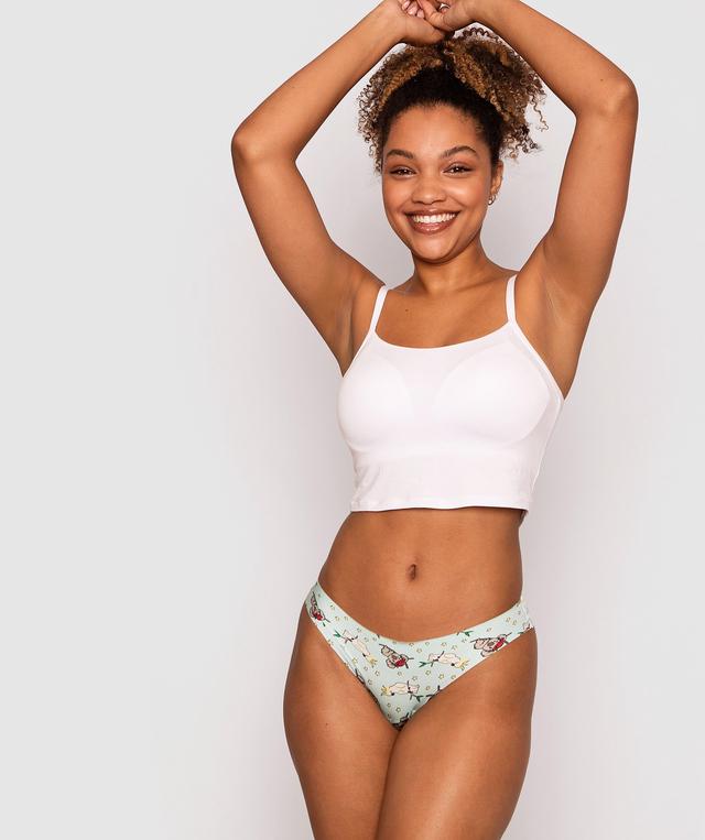 Smooth Comfort Lace V String Knicker - Print/Light Blue
