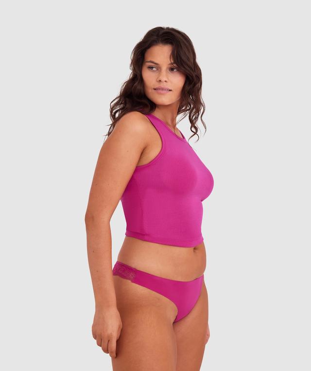 Smooth Comfort Lace V String - Rose