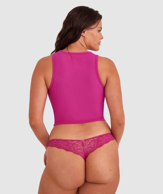 Smooth Comfort Lace V String - Rose