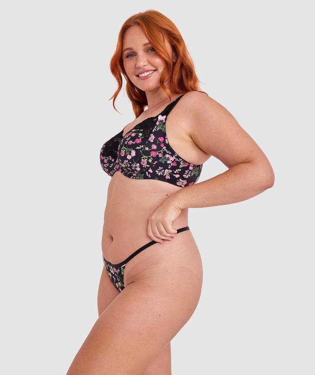 Smooth Comfort String - Black Floral Print