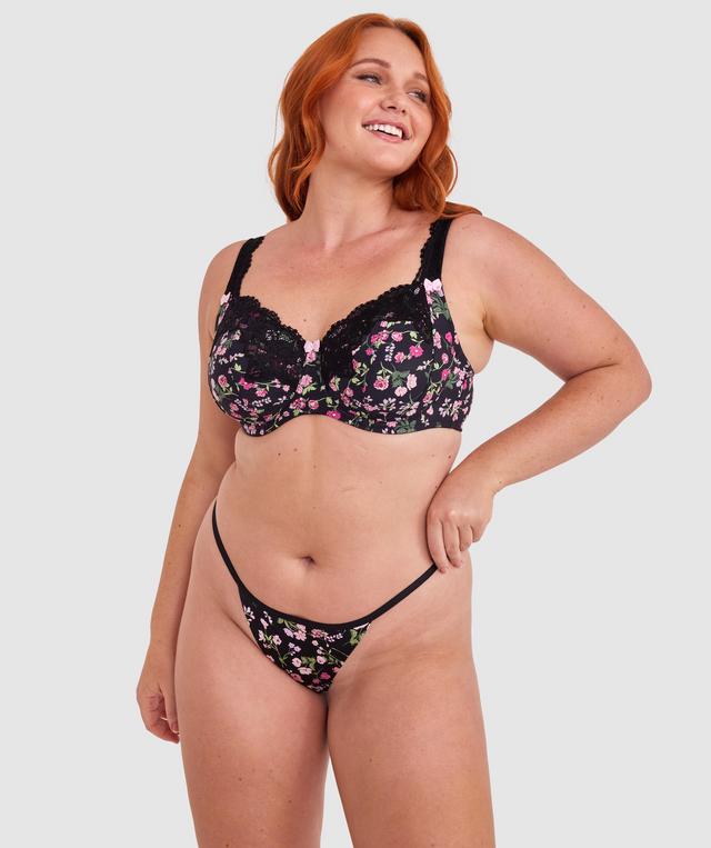 Smooth Comfort String - Black Floral Print