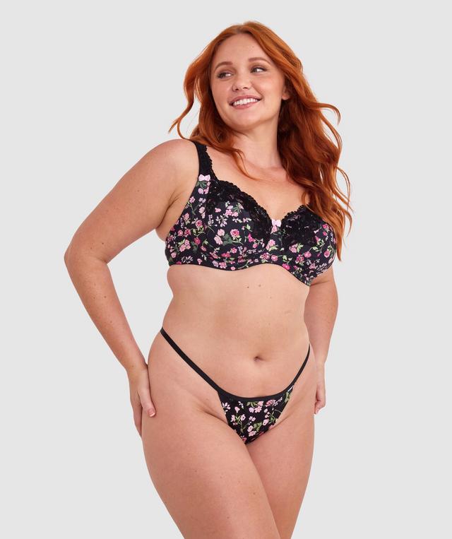 Smooth Comfort String - Black Floral Print