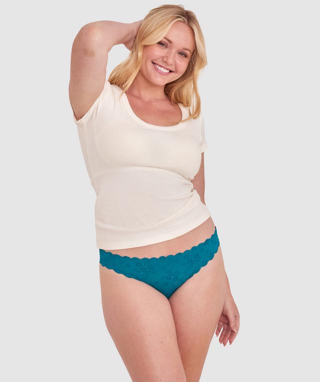 Smooth Lace Brazilian Knicker - Dark Green