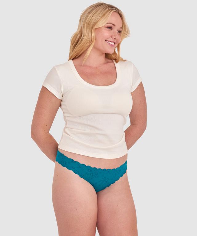 Smooth Lace Brazilian Knicker - Dark Green