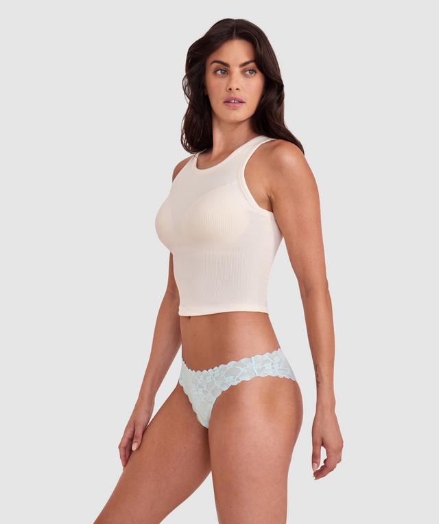 Smooth Lace Brazilian Knicker - Light Blue