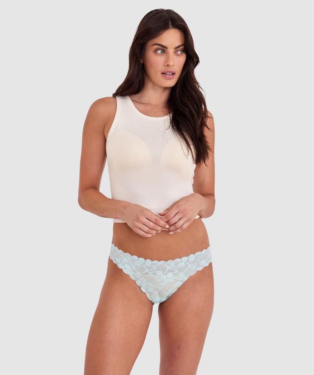 Smooth Lace Brazilian Knicker - Light Blue