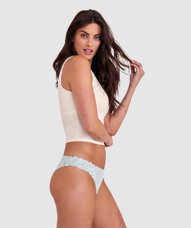 Smooth Lace Brazilian Knicker - Light Blue