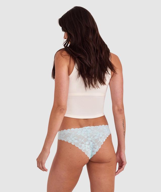 Smooth Lace Brazilian Knicker - Light Blue