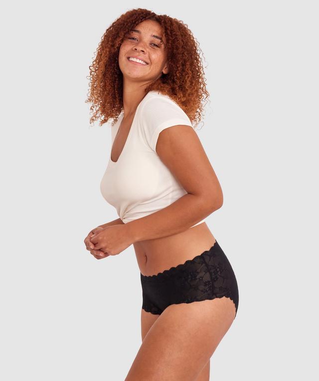Smooth Lace Full Brief - Black