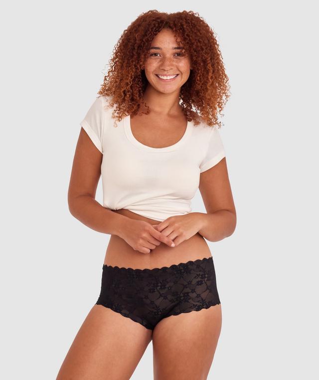 Smooth Lace Full Brief - Black