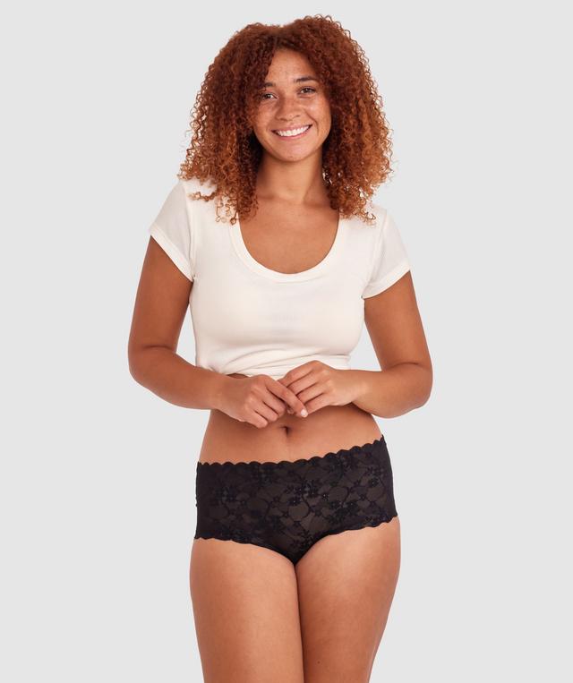 Smooth Lace Full Brief - Black