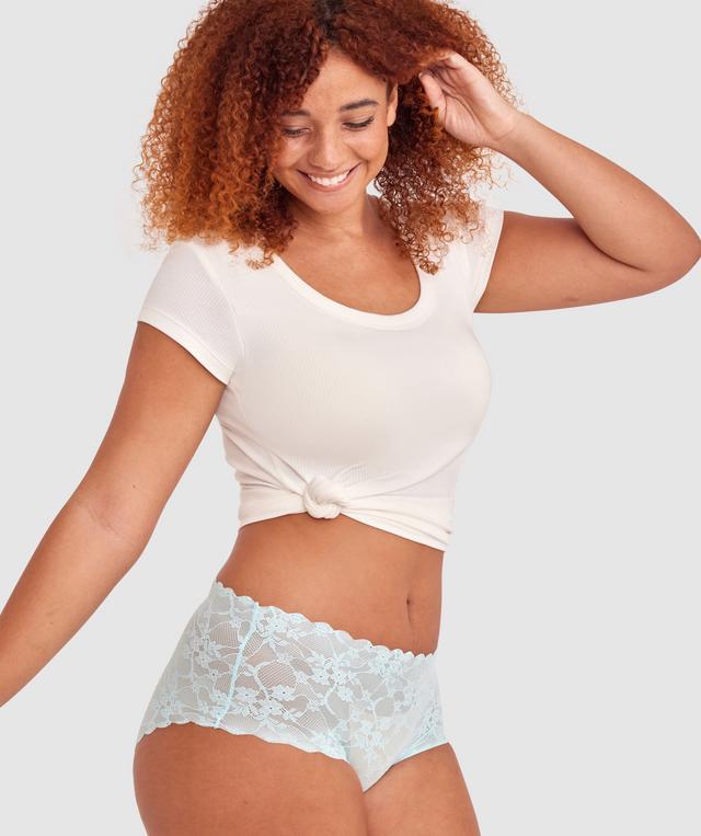 Smooth Lace Full Brief - Light Blue