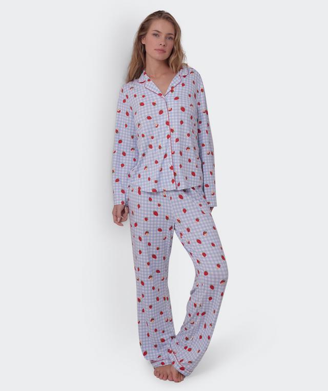 Strawberry Patch Long Pant - Light Blue