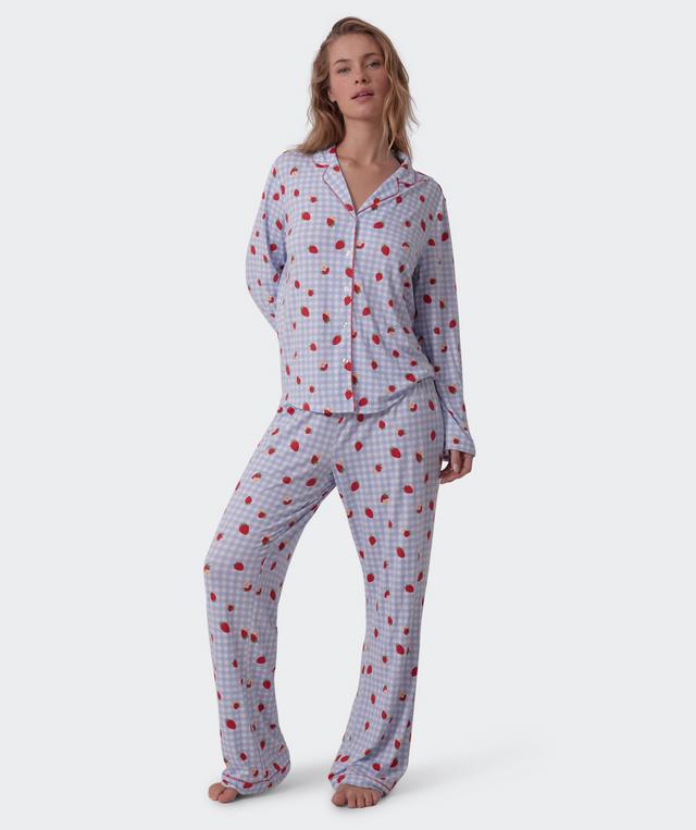 Strawberry Patch Long Sleeve - Light Blue/ Print