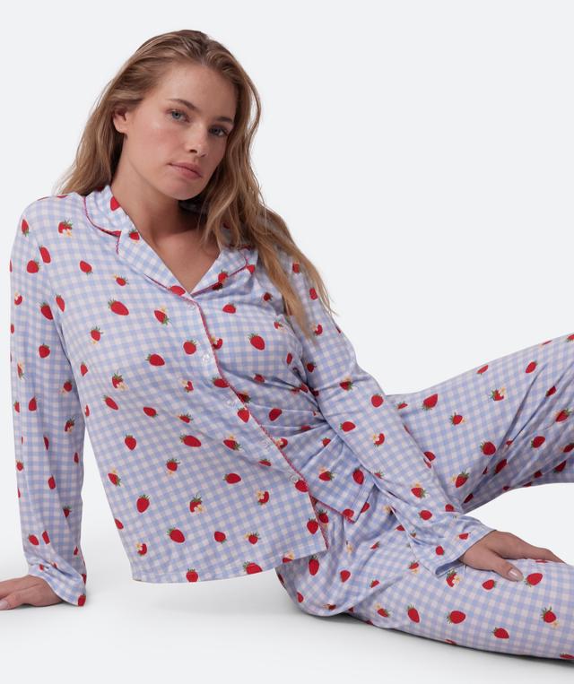 Strawberry Patch Long Sleeve - Light Blue/ Print