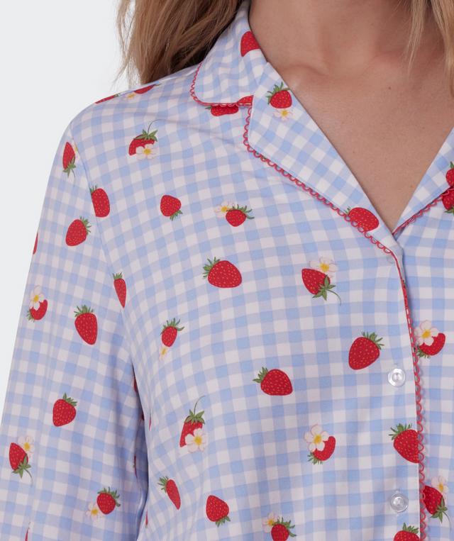 Strawberry Patch Long Sleeve - Light Blue/ Print