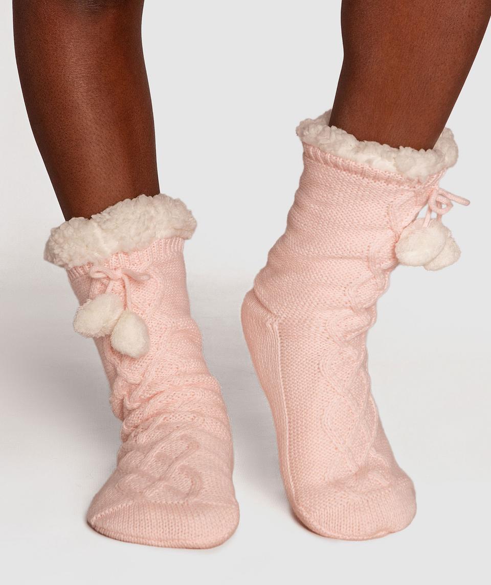 Sunset Glow Cable Knit Sock - Blush Pink