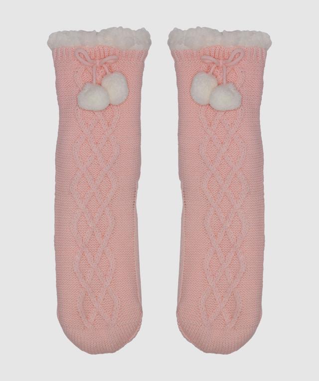 Sunset Glow Cable Knit Sock - Blush Pink