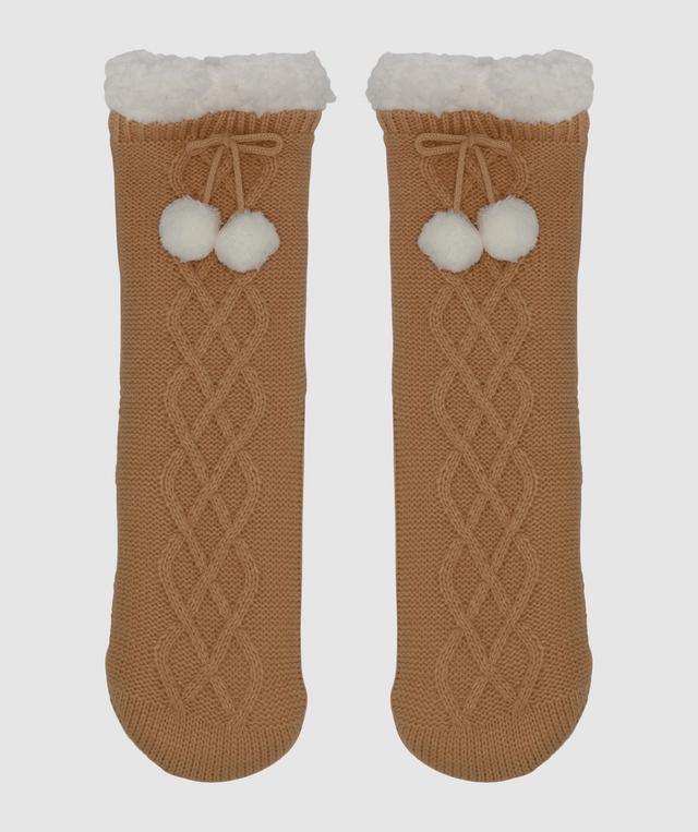 Sunset Glow Cable Knit Sock - Latte
