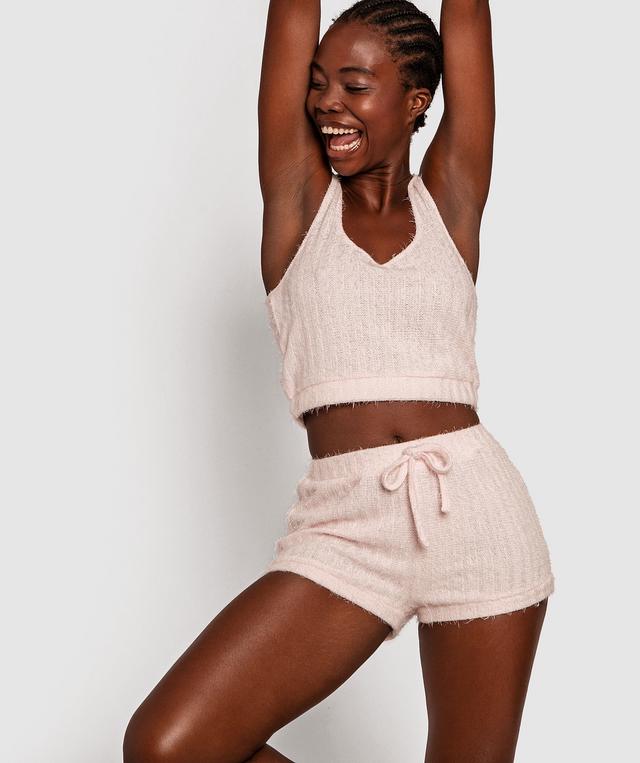 Sunset Glow Fluffy Shorts - Blush Pink
