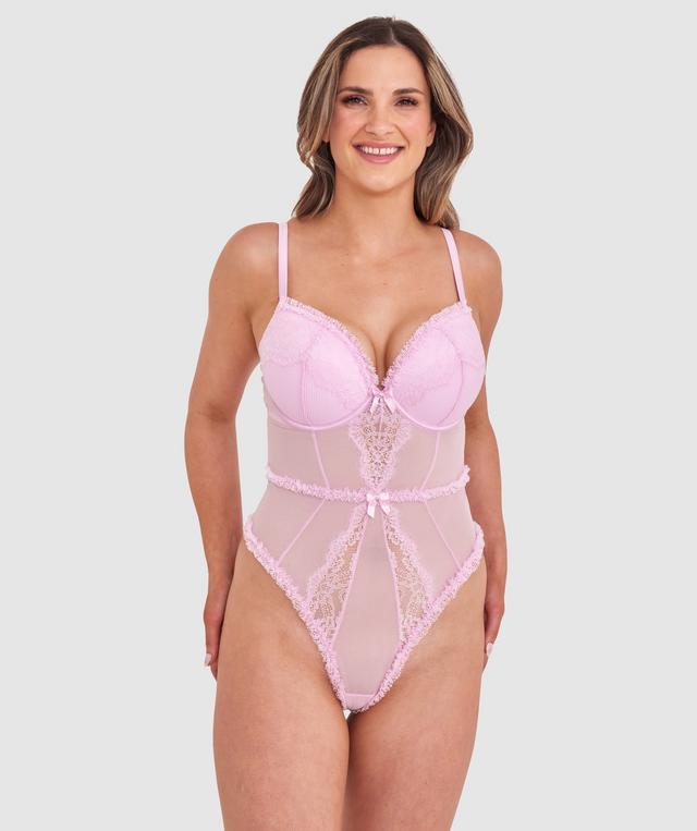 Too Cute Push Up Bodysuit - Pink