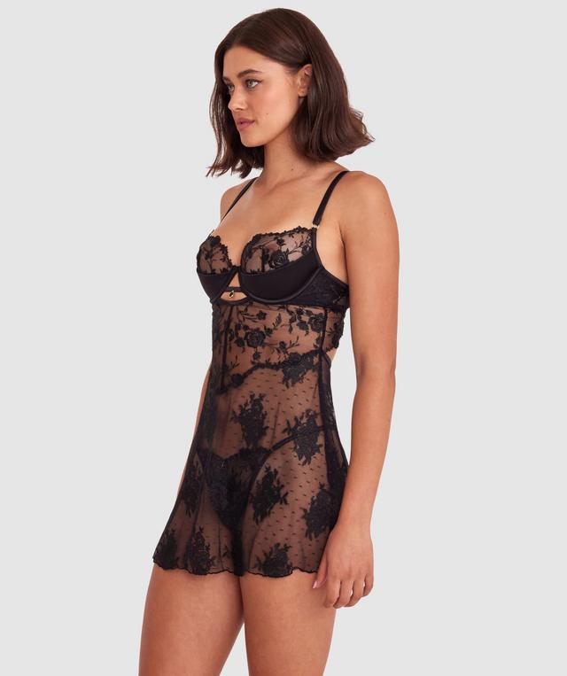 Vamp All Yours Push Up 1/4 Cup Babydoll - Black