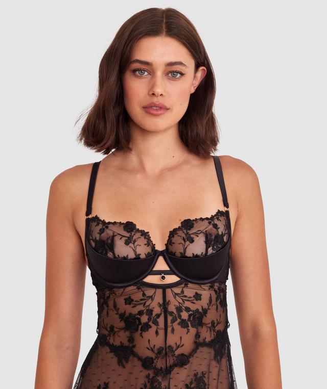 Vamp All Yours Push Up 1/4 Cup Babydoll - Black