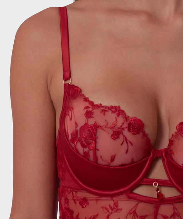 Vamp All Yours Push Up 1/4 Cup Babydoll - Dark Red