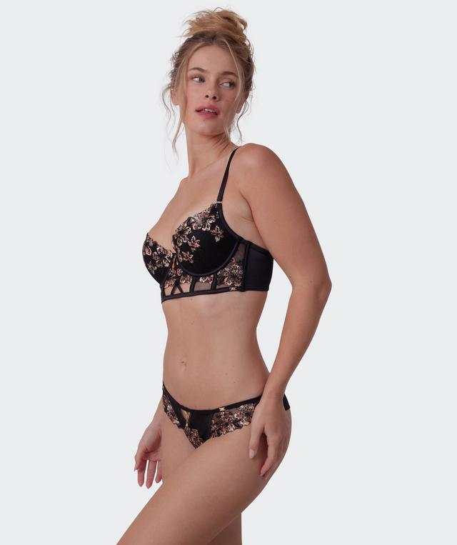 Vamp Allure Push Up Longline Bra - Black/ Print Animal