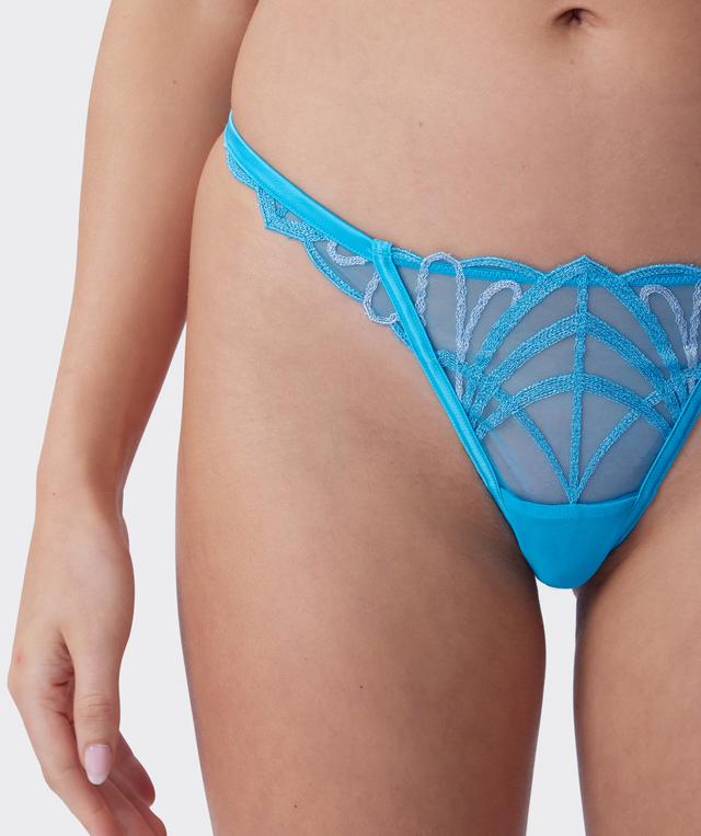 Vamp Damsel High Leg String - Blue