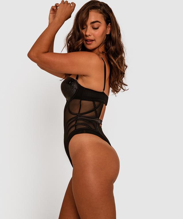 Vamp Date Night Revamped Plunge Push Up Bodysuit - Black