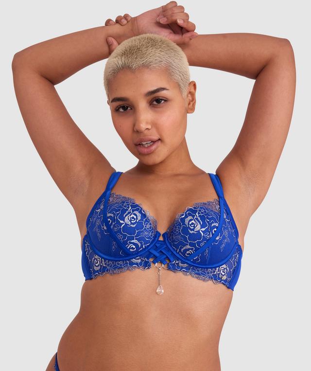 Vamp Enjoy Lovebirds Double Push Up Bra - Cobalt Blue