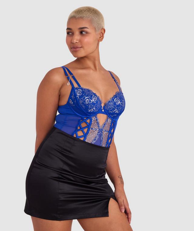 Vamp Enjoy Lovebirds Push Up Bodysuit - Cobalt Blue