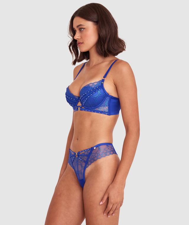 Vamp Eyes On You High Leg Brazilian Knicker - Cobalt Blue