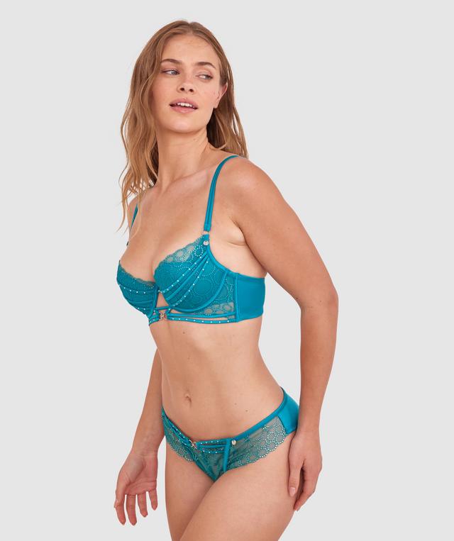 Vamp Eyes On You High Leg Brazilian Knicker - Teal