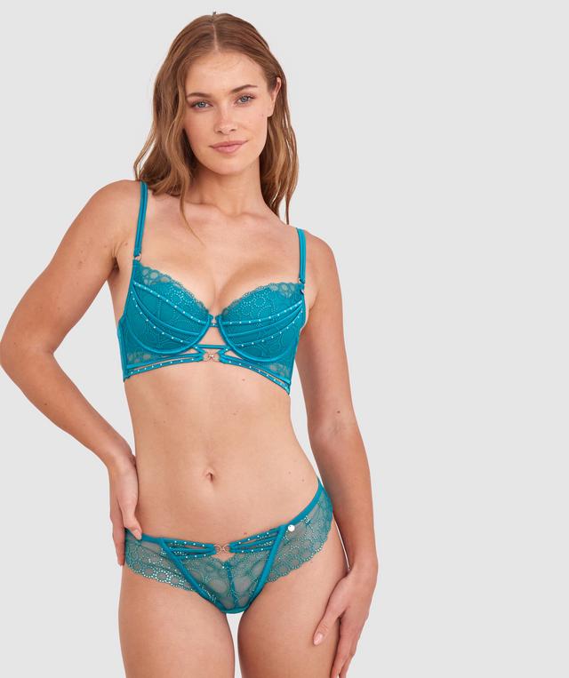 Vamp Eyes On You High Leg Brazilian Knicker - Teal