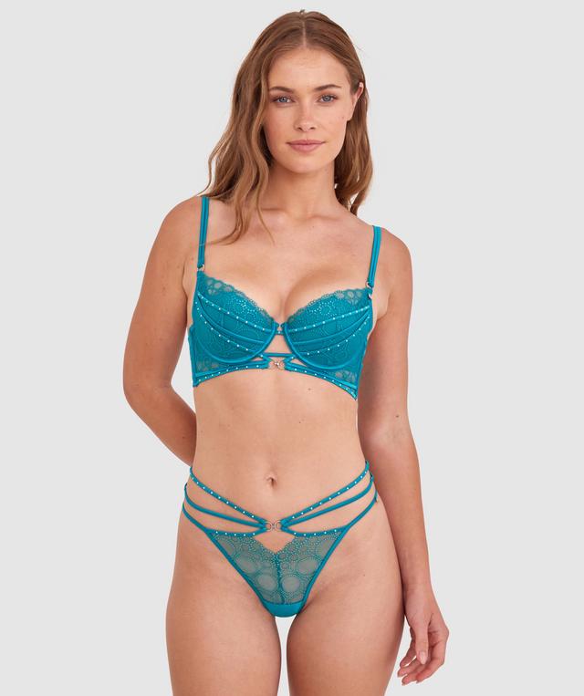 Vamp Eyes On You High Leg String - Teal